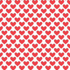 Hearts Pattern. Valentine's Day Seamless Pattern. Large Red Hearts. Happy Valentines Day Print. Vector illustration in Red on White Background.