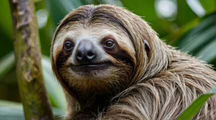 Naklejka premium a sloth in its natural environment