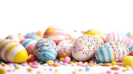 Fototapeta premium Colorful chocolate Easter eggs transparent background