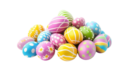 Colorful chocolate Easter eggs transparent background