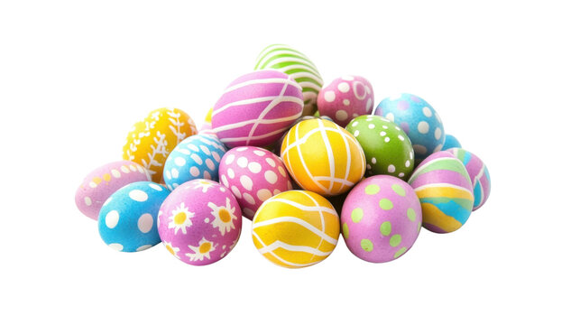 Colorful chocolate Easter eggs transparent background