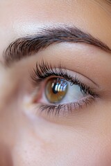 A womana eyelashes, highlighting the before-and-after results lash lifting and lamination.