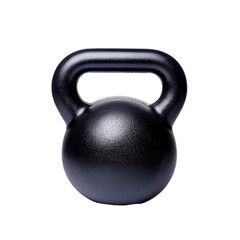 Heavy black kettlebell weight isolated in 3D cartoon style representing strength training gym equipment or fitness workout tool for muscle building