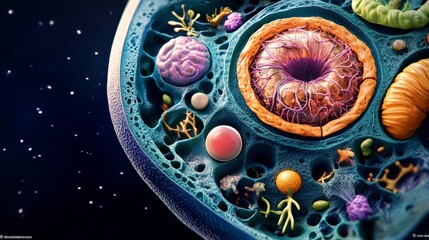 Microscopic Cell Anatomy: A 3D Render of Cellular Structures