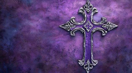  purple cross with silver embossed details