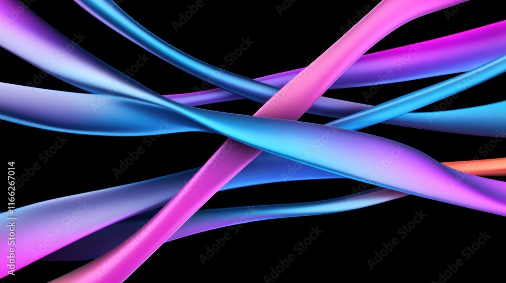 Poster colorful flowing ribbons creating a dynamic abstract design.