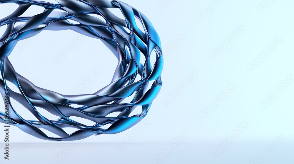 Aufkleber abstract 3d structure with intertwined elements in blue and black tones.