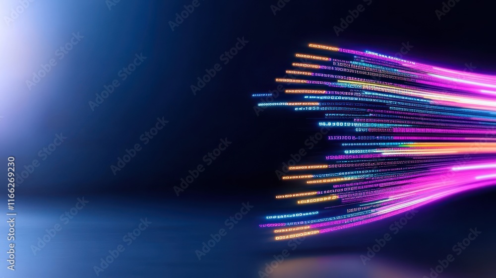 Poster abstract representation of data flow with vibrant colors.
