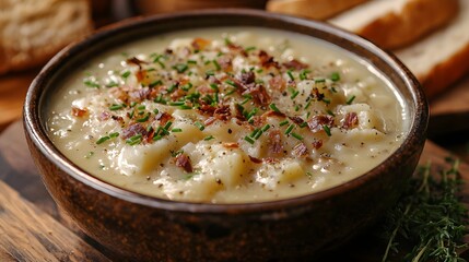 Creamy Potato Soup with Bacon and Chives