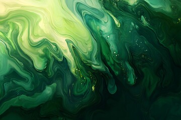 Abstract Green and Gold Marbled Pattern