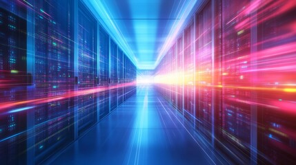 Dynamic Data Center with Bright Light Composition