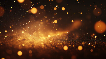 Obraz premium Glimmering Particles Creating a Captivating Golden Ambiance in a Dark Background