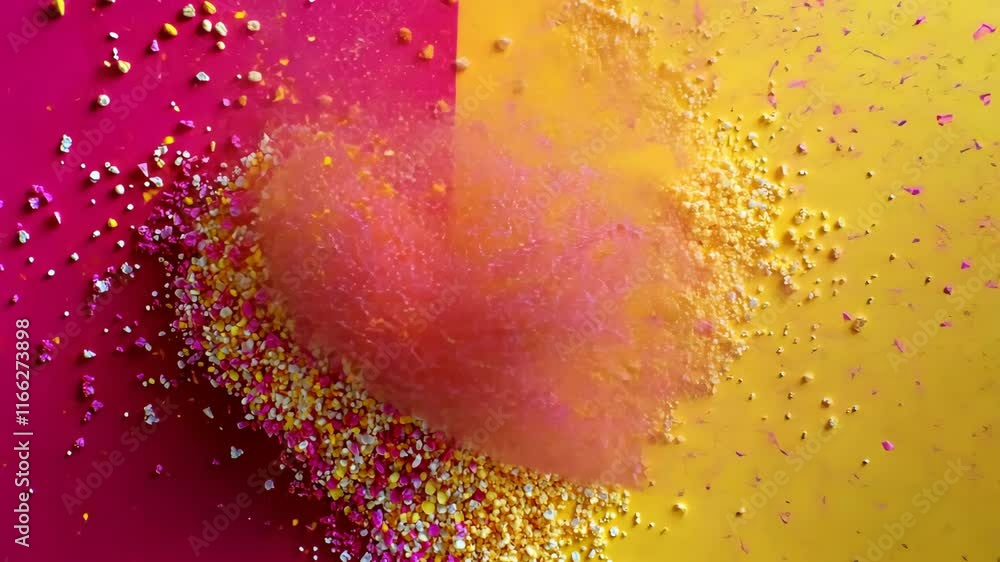 Aufkleber vibrant colors of pink and yellow blend together, creating a dynamic explosion of texture and visual