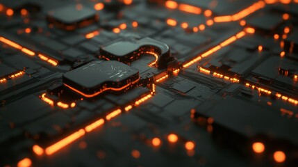Digital Technology Concept with Block Graphics