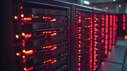 Naklejka premium Futuristic Technology Servers with Glowing Effects