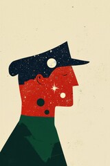 Celestial Portrait of a Figure Made of Stars and Cosmic Elements Against a Textured Background