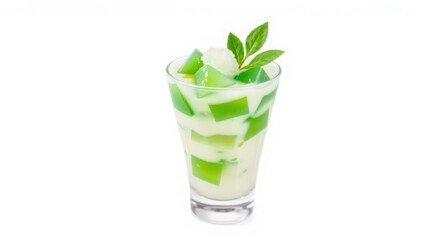 Refreshing Green Jelly Dessert in Glass