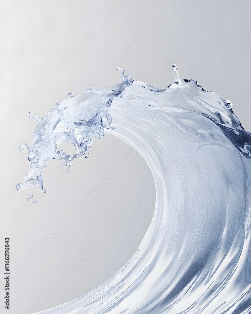 Aufkleber digital rendering of a water wave