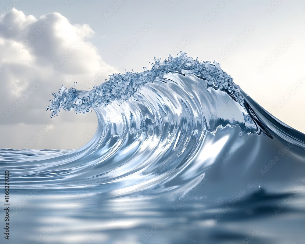 Poster digital rendering of an ocean wave