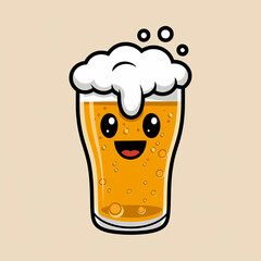 happy frothy smiling beer illustration