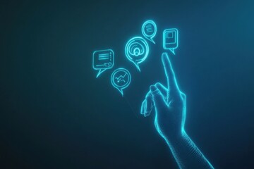 Digital Hand Interacting With Data Visualization Icons