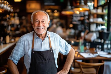 Cheerful server welcomes guests in a cozy bistro on a vibrant afternoon