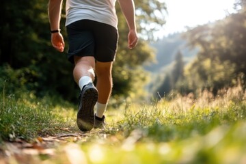 Enjoying a peaceful morning walk through a sunlit forest path surrounded by nature's beauty and tranquility