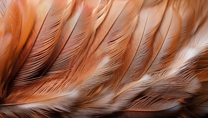 Close-up of soft, warm-toned bird feathers.