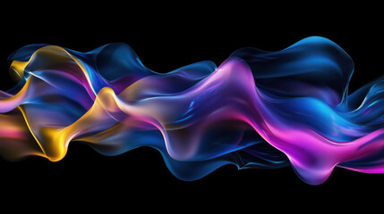 Obraz premium Abstract 3D Flowing Liquid-Like Wave Textures in Electric Blue, Neon Pink, and Bright Yellow Gradient