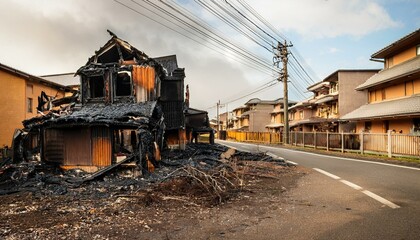 火事で焼け落ちた家（A house destroyed by fire）
