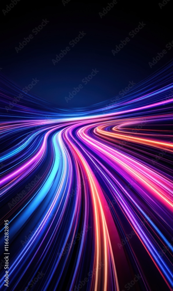 Poster vibrant neon light trails on a dark background creating a dynamic and energetic visual experience