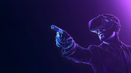 Businessman Using Virtual Reality Headset And Controller