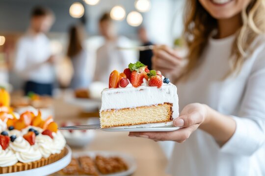 Delightful dessert served at a vibrant gathering with friends in a lively cafe