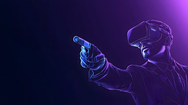 Businessman Using Virtual Reality Headset And Controller