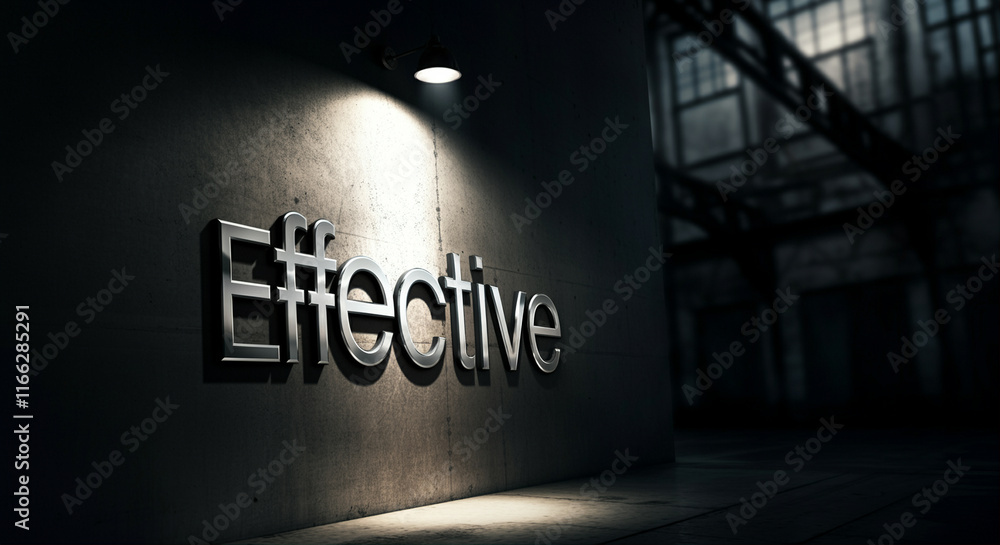 Poster effective text in a business setting with dramatic lighting and modern design