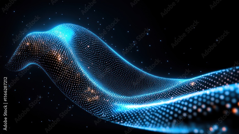 Aufkleber abstract glowing wave of dots creating a digital landscape.
