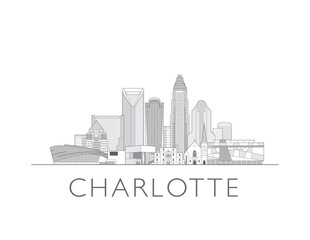 Charlotte skyline cityscape vector illustration