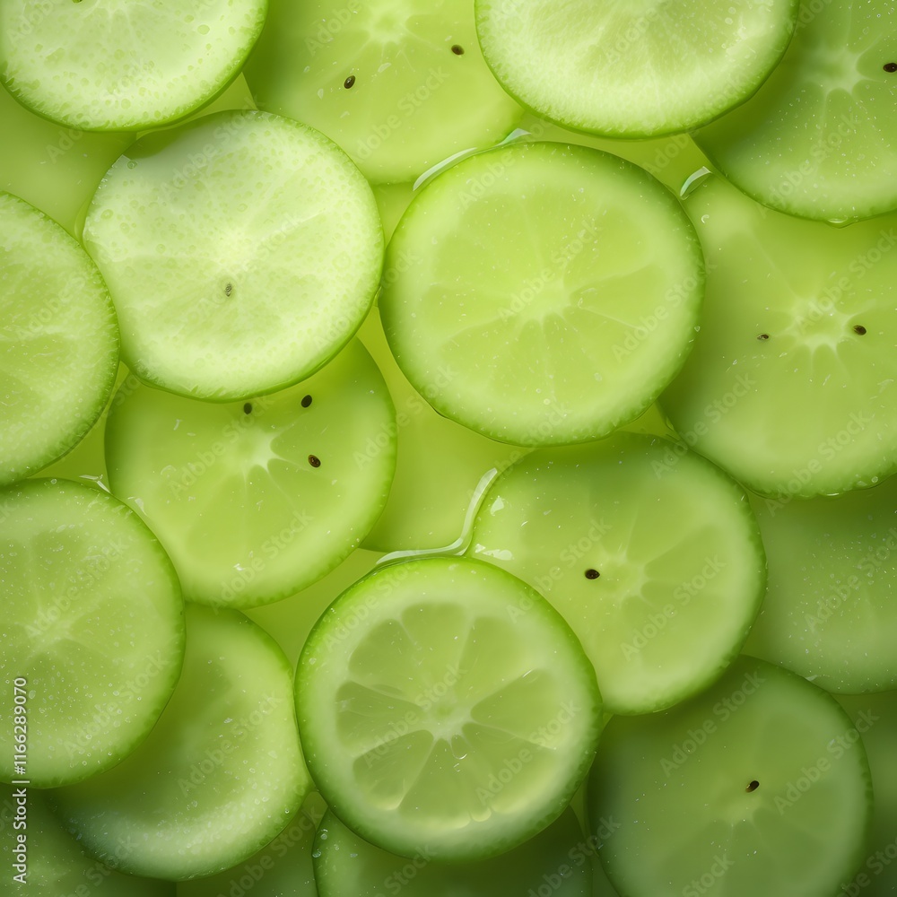 Poster overlapping lime slices in liquid