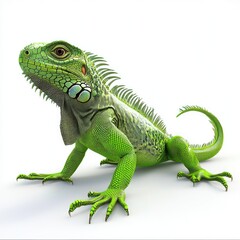 Fototapeta premium Green Lizard on White Surface