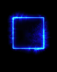 Radiant blue glowing rectangle with electric effects on a dark backdrop, symbolizing technology. Generative AI