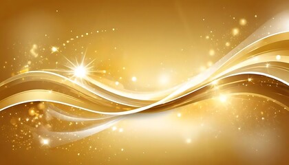 Golden Waves Abstract Background with Sparkling Lights