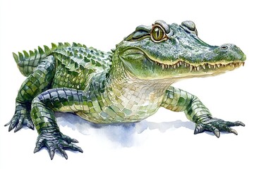 Fototapeta premium A detailed illustration of a crocodile, showcasing its features and textures.