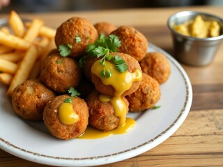 Bitterballen originate from the Netherlands: Deep-fried meatballs, usually served with mustard.
