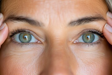 Obraz premium Intense close-up reveals captivating green eyes and expressions of emotion in natural light