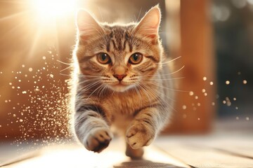 Curious kitten explores the glowing warmth of a sunny afternoon