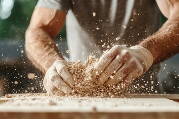 Crafting dough with skill and passion in a sunlit workshop