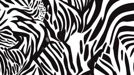 Abstract black and white zebra pattern with flowing lines and shapes.