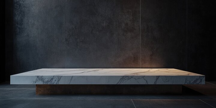 White Marble Bench in Dark Room