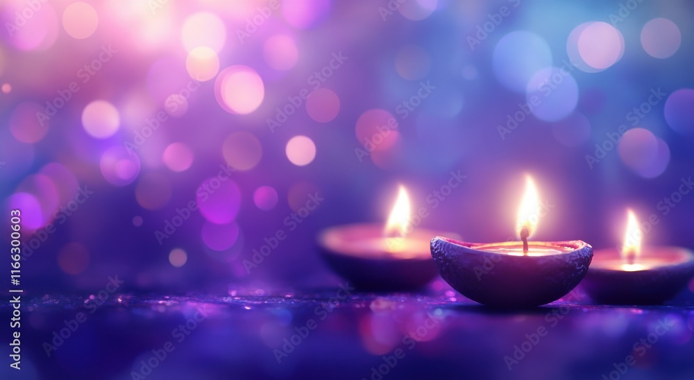 Poster Warm and Inviting Glow of Candles on a Vibrant Background with Soft Bokeh Effect Creating a Serene Atmosphere for Relaxation and Meditation