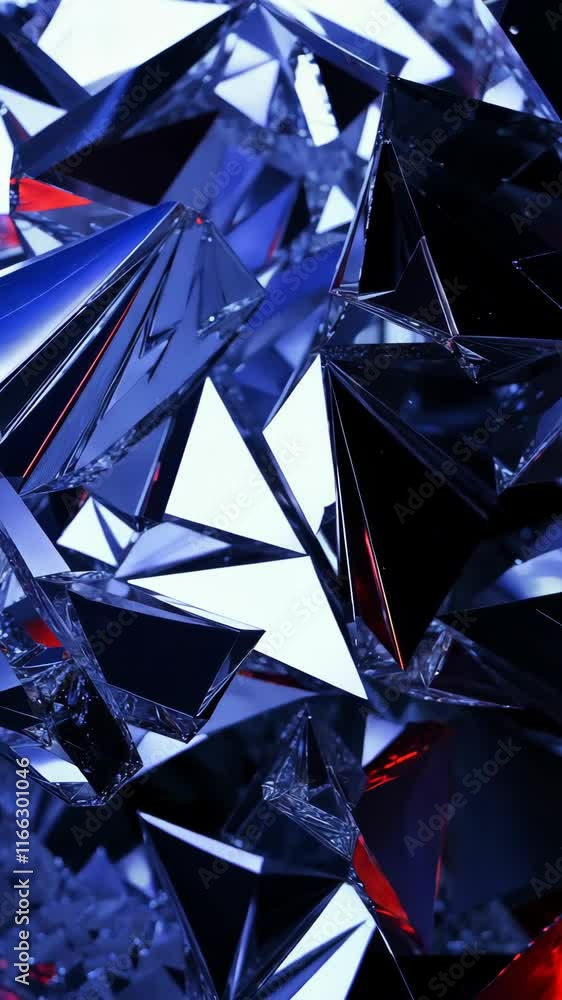 Poster colorful geometric shapes create a dazzling three-dimensional effect with reflections and shadows
